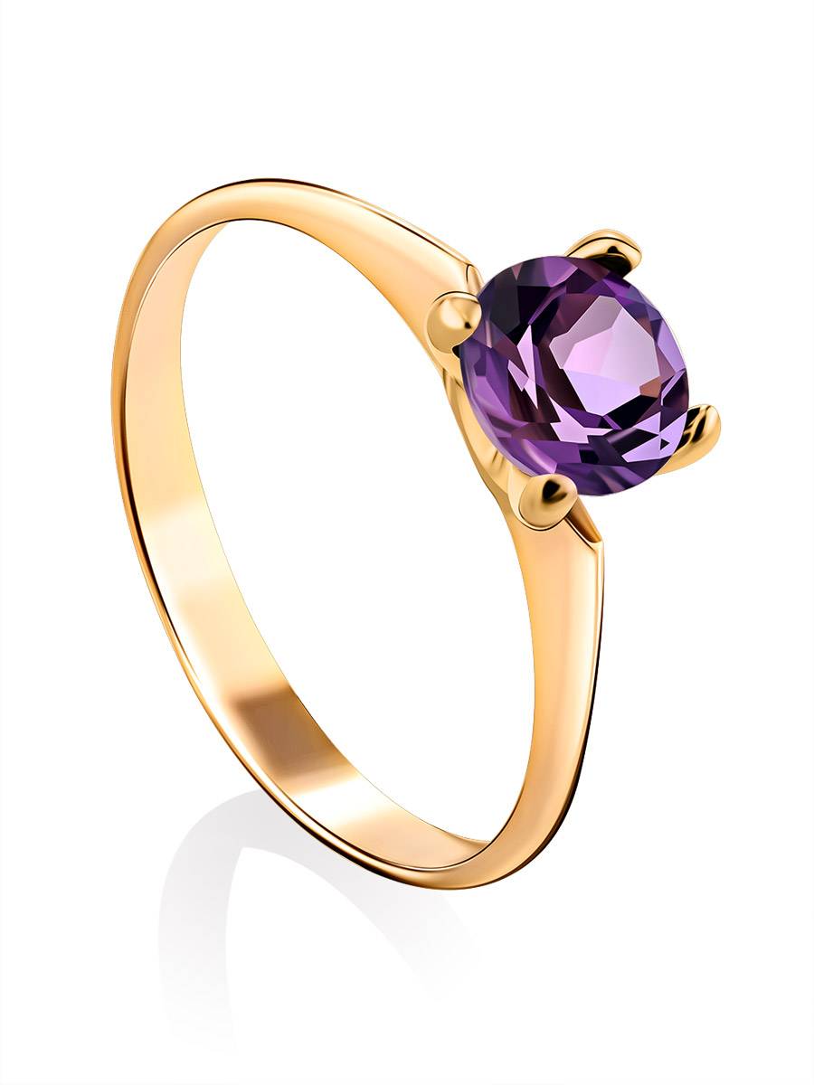 Кольца :: Кольца из золота :: Кольца из золота Аметист :: Очаровательное золотое кольцо с круглым аметистом